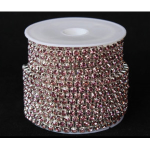 Стразовая лента Light Amethyst (серебристая база)